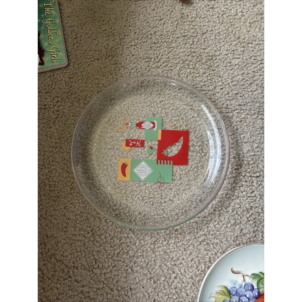 Tabasco‎ Hot Sauce Glass Tray 12 in Serving Plate McIlhenny Co Collectible 2000